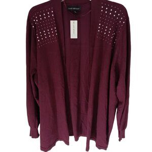 Lane Bryant NWT Dark Red Open Cardigan Sparkle Detail Sweater Sz 22
